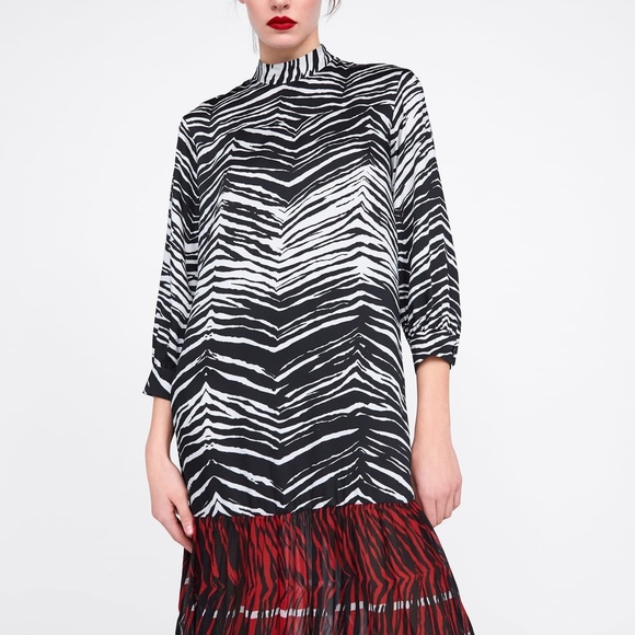 NWT ZARA ANIMAL Zebra PRINT TRIM Summer Fall DRESS - Picture 2 of 8